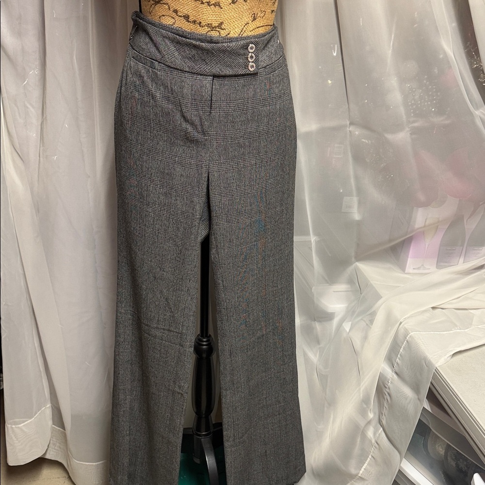 White House Black Market Black and White Plaid Trousers